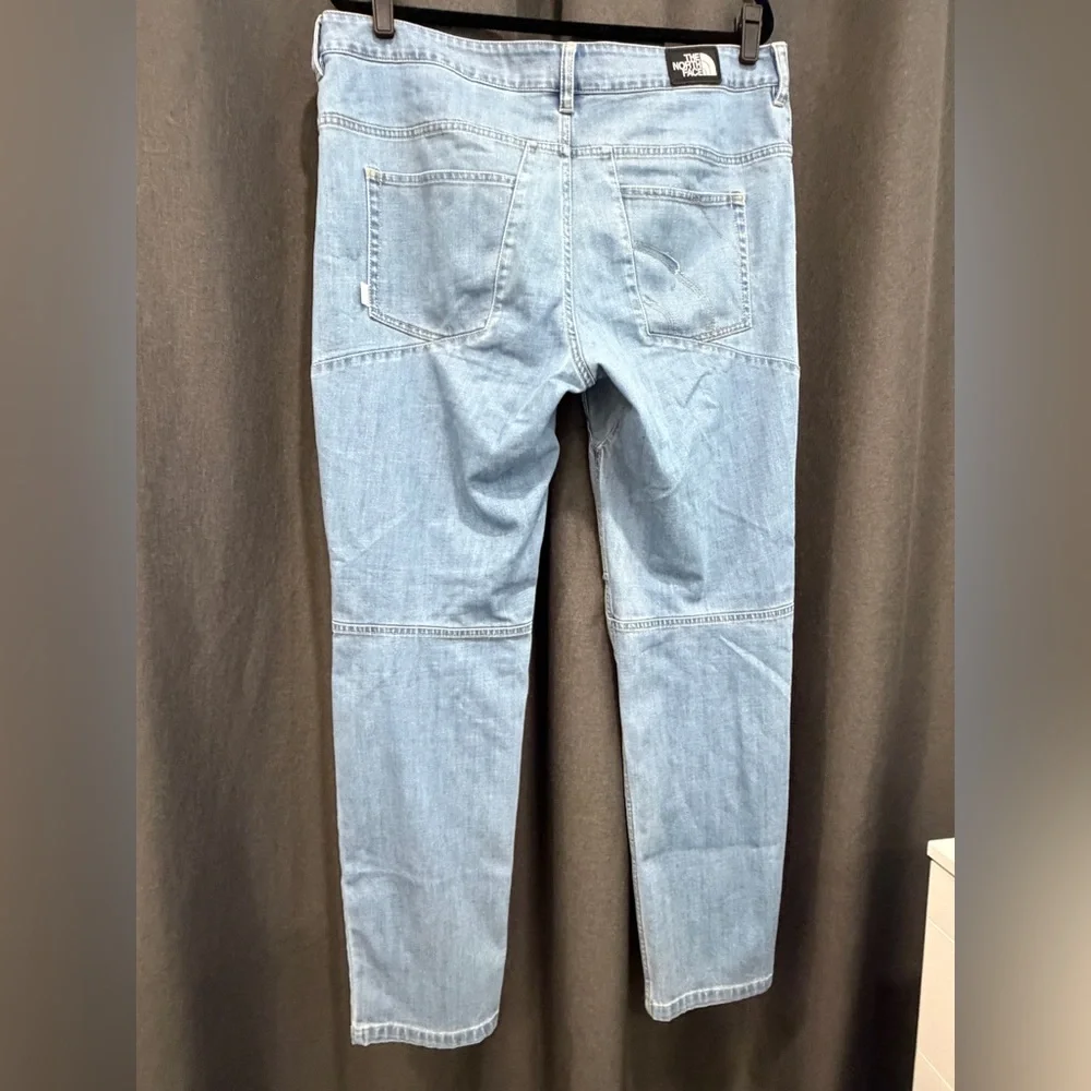 The North Face Urban Exploration Tech Denim pants in light blue wash men size 36